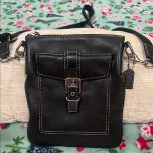Black Leather Men's Crossbody Bag